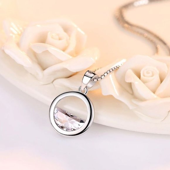 925 Sterling Silver Crystal Water Necklace - Picture 4 of 6